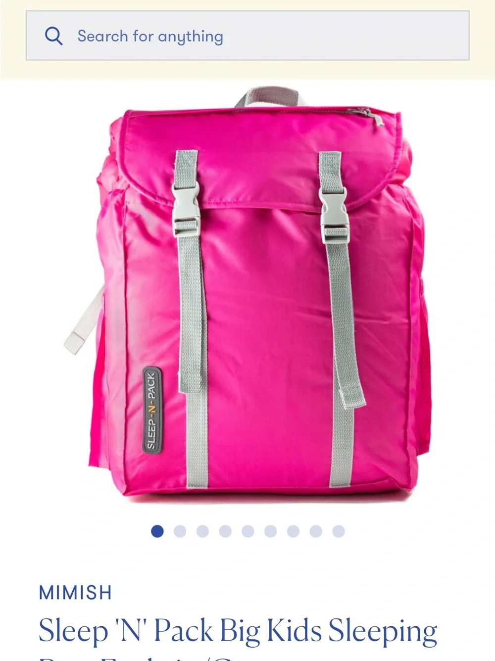 Kids Sleep N pack Hibiscus Pink Sleeping Backpack with Gray Straps